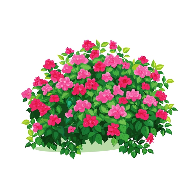 Belle illustration vectorielle de style plat d'arbres et de buissons à fleurs