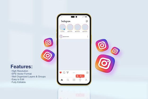 Belle interface Instagram avec le dernier iPhone