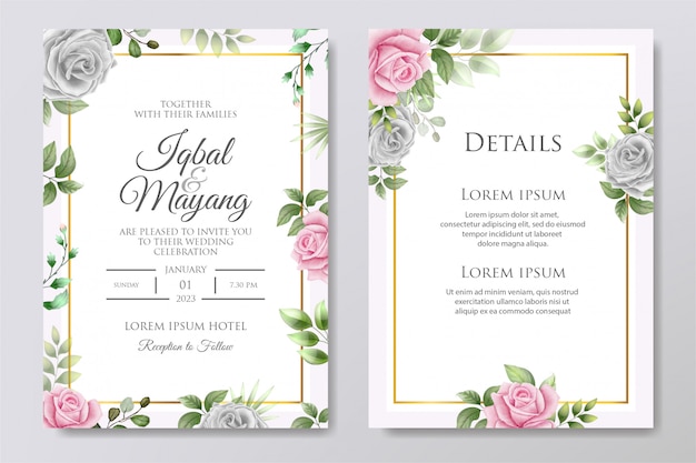 Belle Invitation De Mariage Avec Des Feuilles Florales