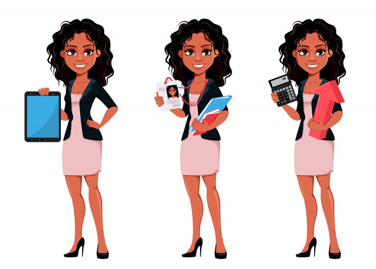 Vecteur belle jeune femme d'affaires afro-américaine
