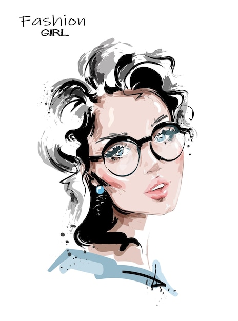 Belle jeune femme à lunettes.