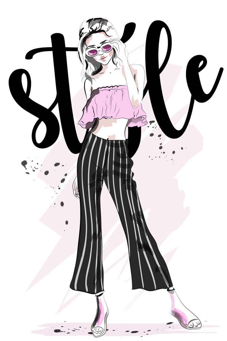 Vecteur belle jeune femme en vêtements de mode.