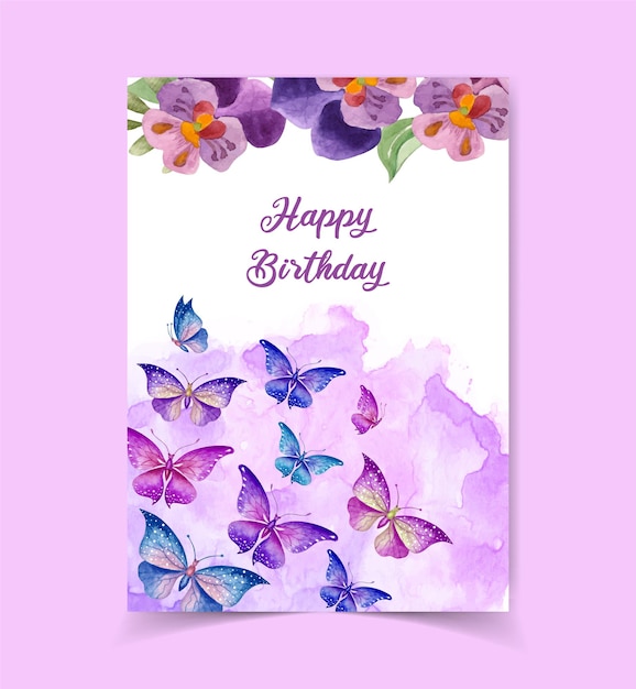 Vecteur belle jolie carte de joyeux anniversaire avec décoration florale