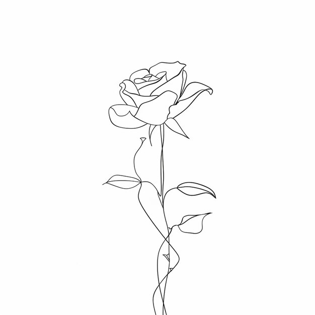 belle ligne de rose dessin d'art minimaliste