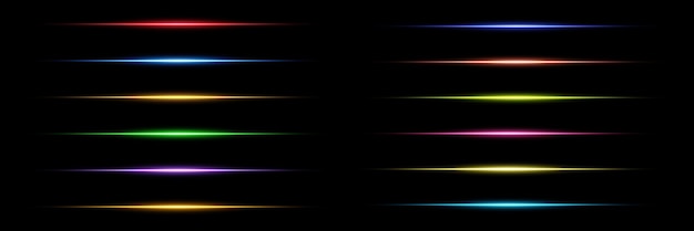 Belle lueur et étincelle effet spécial faisceaux laser faisceaux de lumière horizontaux