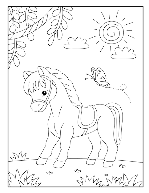 Belle Page De Coloriage De Cheval Pour Les Enfants