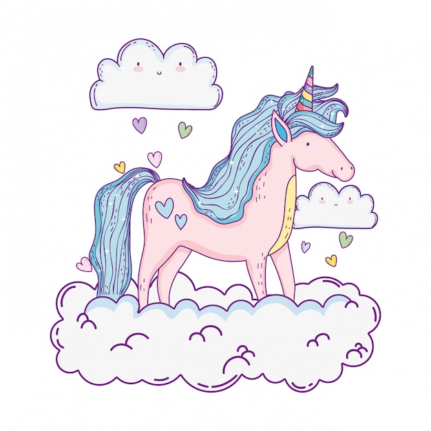 Belle Petite Licorne Dans Les Nuages