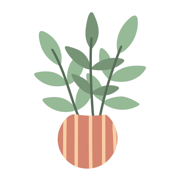 Belle plante d'intérieur en pot feuillu isolé illustration vectorielle