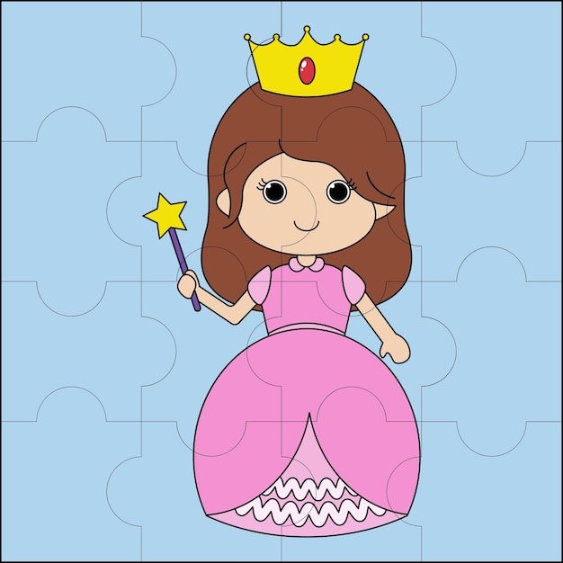 Belle Princesse Adaptée à L'illustration Vectorielle De Puzzle Pour Enfants