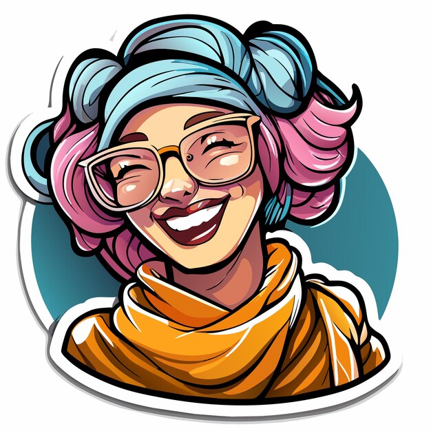 Vecteur belle princesse souriante avec foulard à cheveux dessiné à la main dessin animé autocollant icône concept illustration