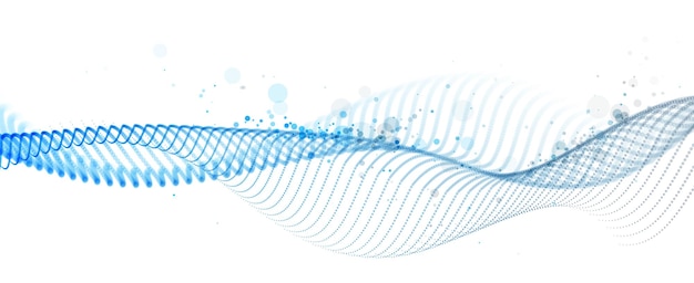 Vecteur belle toile de fond vectorielle abstraite de particules volantes en mouvement des lignes ondulées coulent de grandes données technologie et science thème 3d points mixtes tableau en mouvement léger et facile