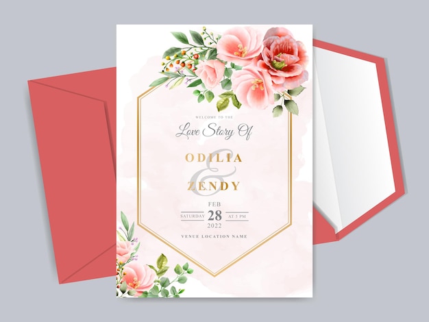Belles Cartes D'invitation De Mariage Dessinés à La Main Floral