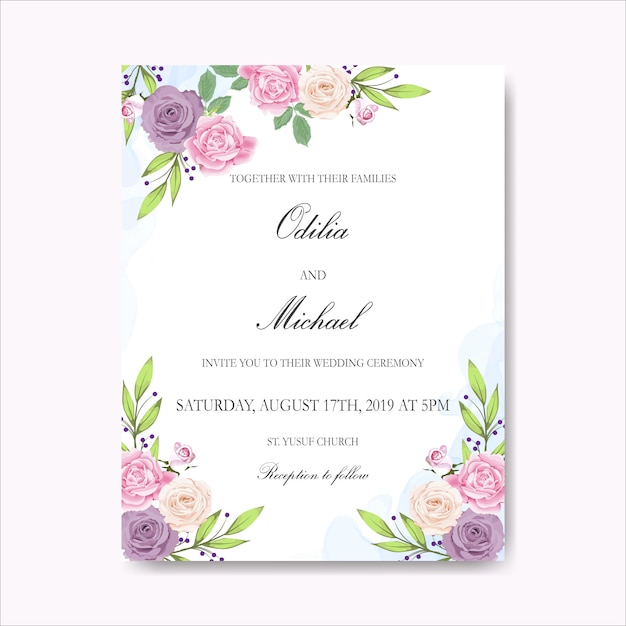 Belles Cartes D'invitation De Mariage Floral