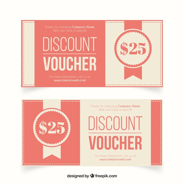 Vecteur belles coupons de réduction rétro pour un restaurant