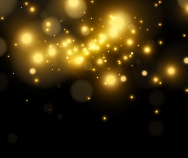 Belles étincelles lumineuses sur un fond transparent.
