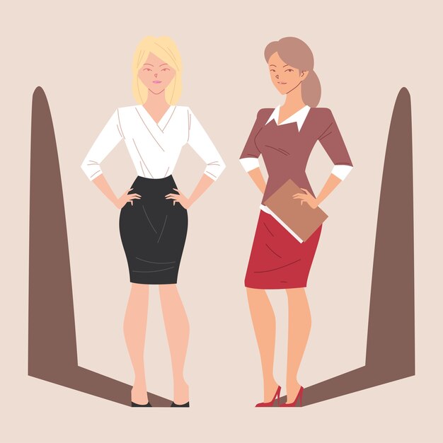 Vecteur belles femmes d'affaires dans des poses différentes, femmes d'affaires