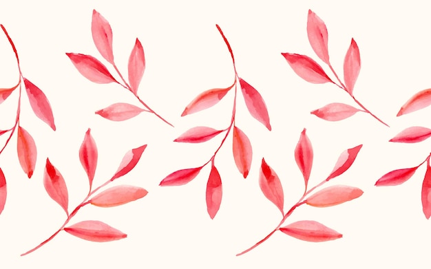 Belles feuilles rouges aquarelles comme modèle sans couture