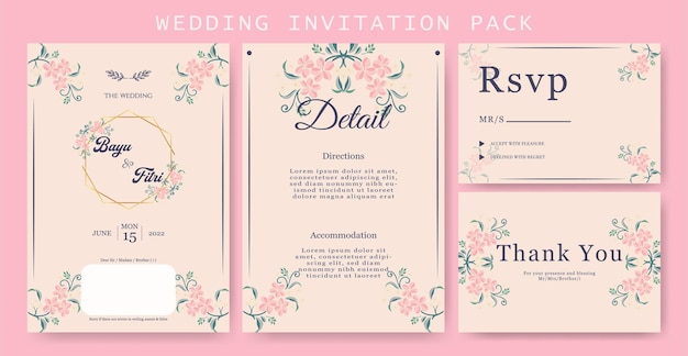 Belles Fleurs Comme Modèle D'invitation De Mariage