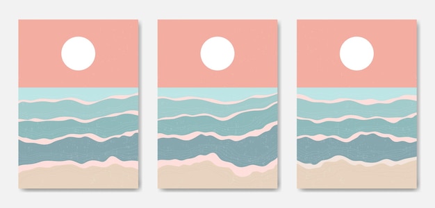 Belles Illustrations D'affiche De Paysage Minimaliste Esthétique Contemporain