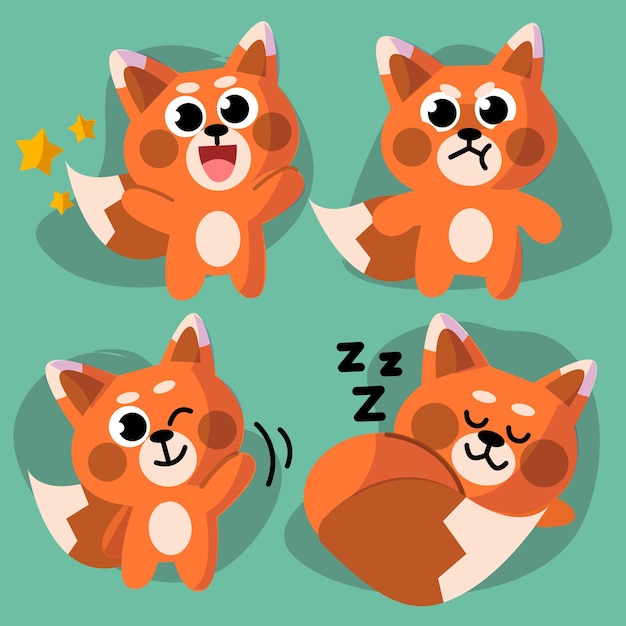 Belles illustrations ludiques de mascotte de raton laveur de panda rouge