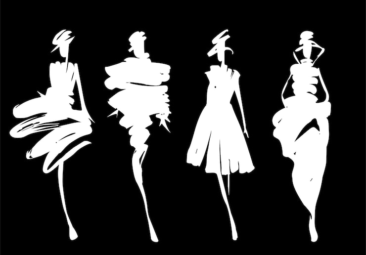 Vecteur belles jeunes femmes dans un style moderne. portrait de femme élégant dessiné à la main. dame de la mode.