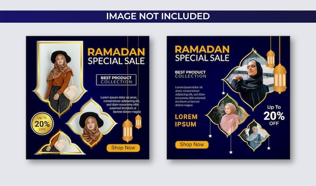 Belles Publications Sur Les Réseaux Sociaux Et Le Marketing Du Ramadan. Modèle De Bannière De Médias Sociaux De Mode.