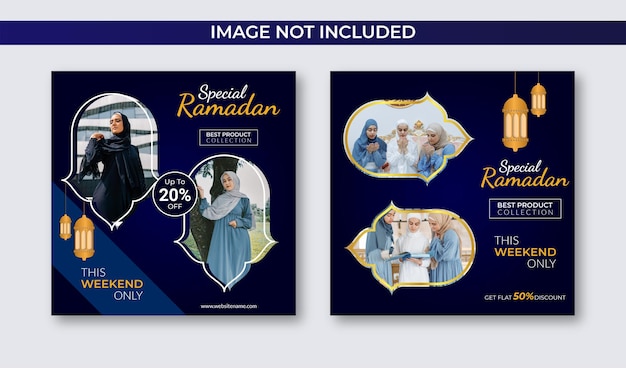 Vecteur belles publications sur les réseaux sociaux et le marketing du ramadan. modèle de bannière de médias sociaux de mode.