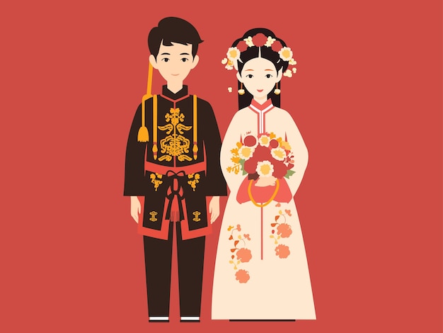 Vecteur la bénédiction traditionnelle du mariage chinois