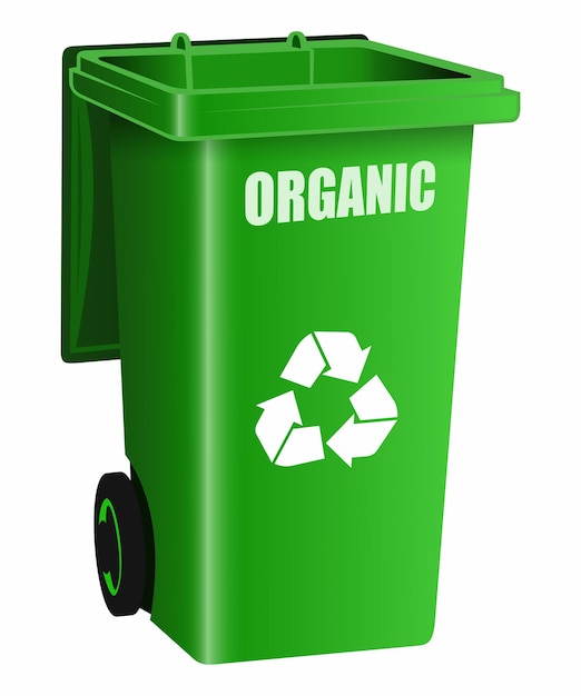Benne à ordures vecteur vert pour bio