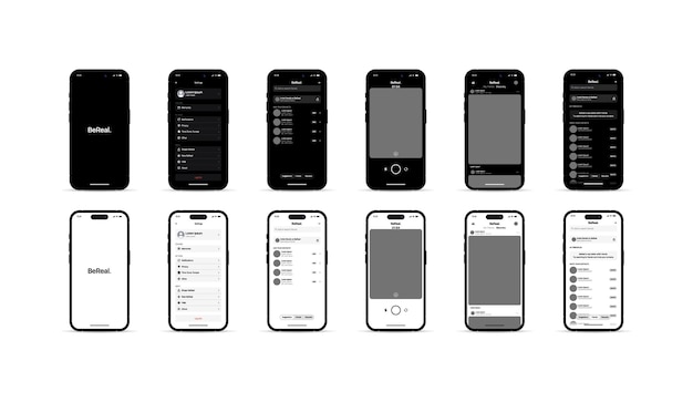 BeReal Modèle d'interface de réseau social écran de l'application Modèle de publication sur les réseaux sociaux Modèle de publication sur les réseaux sociaux Modèle de publication sur les réseaux sociaux Modèle de publication sur les réseaux sociaux