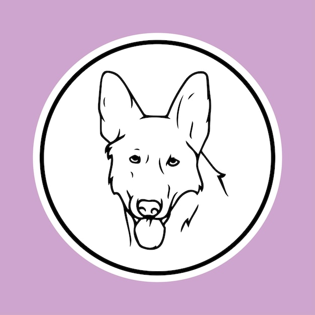 Berger allemand comme autocollant pour la conception de sites Web Joli chien de berger pour logo, icône ou signe.