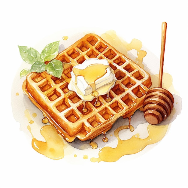 Beurre De Gaufre Aquarelle Sur L'illustration Du Dessus