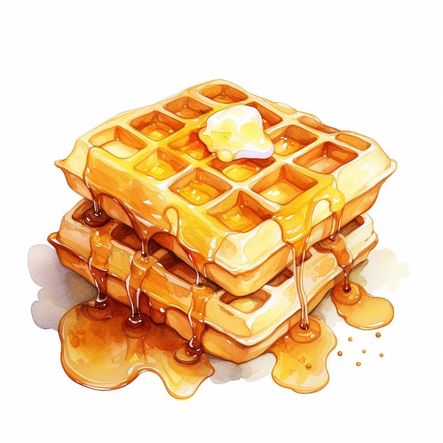 beurre de gaufre aquarelle sur l'illustration du dessus