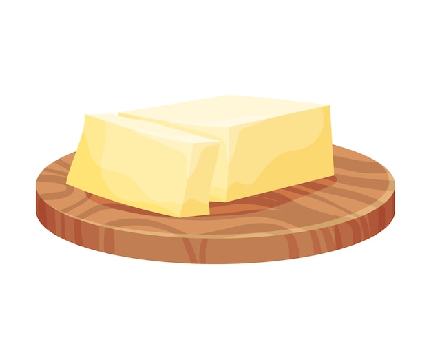 Vecteur beurre sur planche de bois pour l'illustration vectorielle de la préparation des gnocchi
