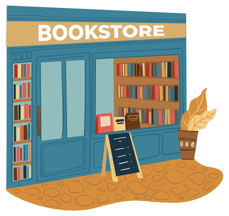Vecteur bibliothèque publique ou librairie devant le magasin vecteur