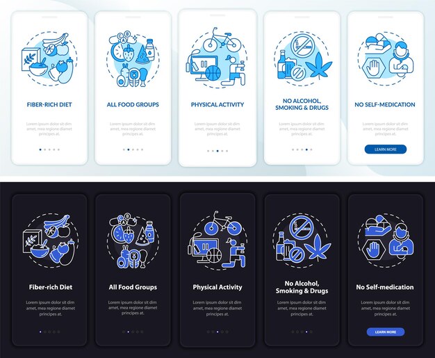 Le bien-être du foie nécessite l'intégration d'un écran de page d'application mobile avec des concepts