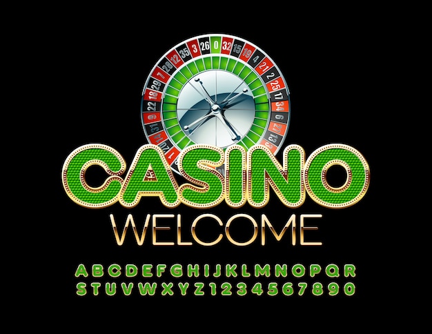 Bienvenue Au Casino Avec Des Lettres Et Des Chiffres De L'alphabet Or Et Vert