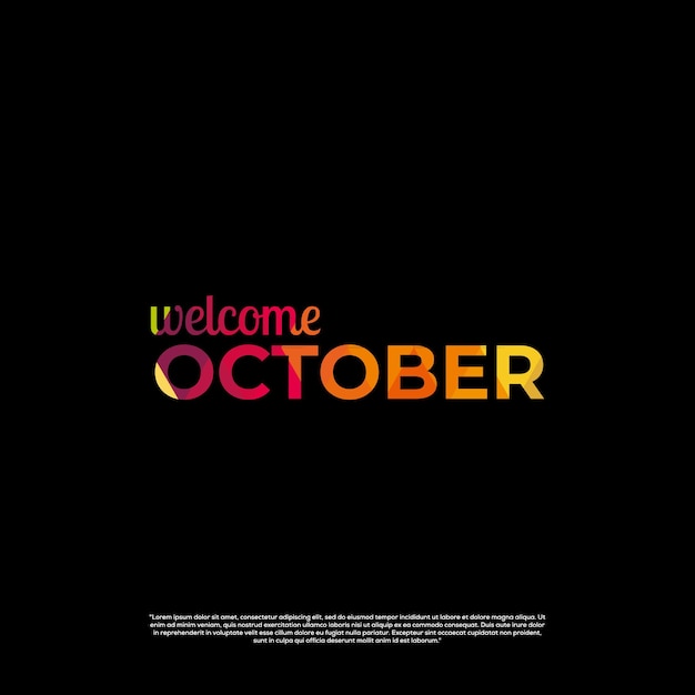 Bienvenue Au Design Coloré D'octobre Avec Un Fond Noir