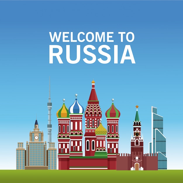 Bienvenue Au Design Graphique De Russie Concept Vector Illustration