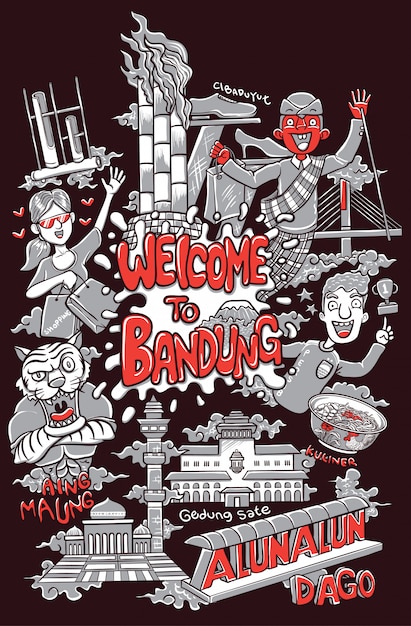 Bienvenue à Bandung City Illustration