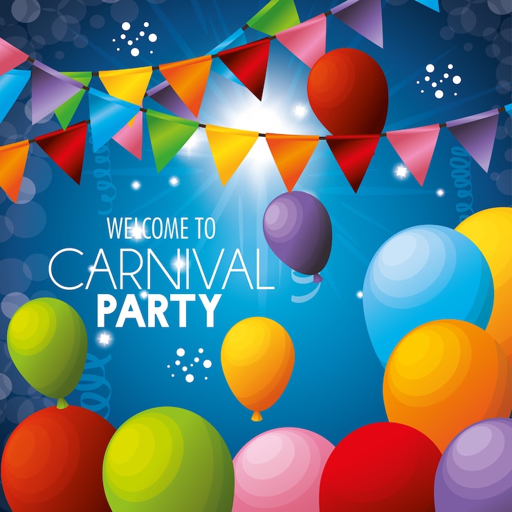 Vecteur bienvenue carnaval fête ballons couleurs guirlandes