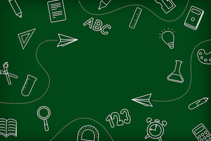 Vecteur bienvenue à la conception d'arrière-plan de l'école avec espace de copie pour l'ajout de texte concept d'école d'éducation tableau noir avec différentes choses