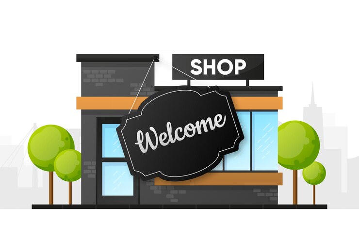 Vecteur bienvenue dans le concept d'ouverture du magasin illustration vectorielle