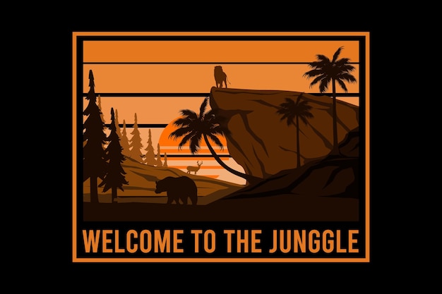 Bienvenue Dans La Conception De Paysage Rétro Vintage De La Jungle