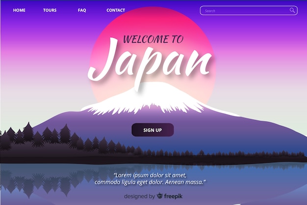 Vecteur bienvenue dans le modèle de page de destination du japon