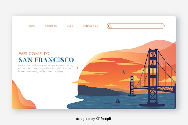 Vecteur bienvenue dans le modèle de page de destination de san francisco