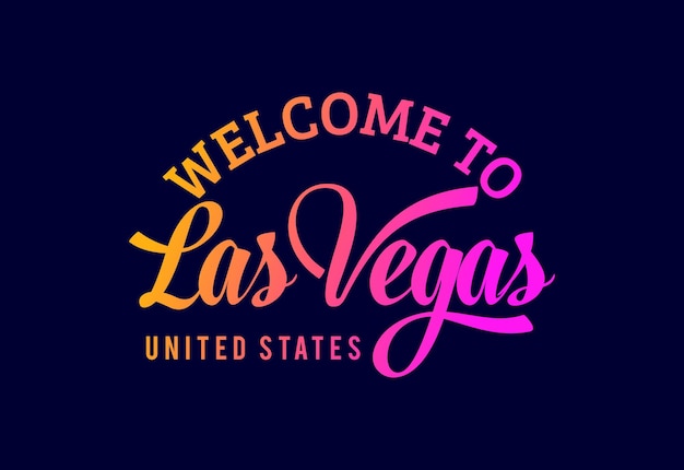 Bienvenue à Las Vegas Word Text Creative Font Design Illustration. Panneau de bienvenue