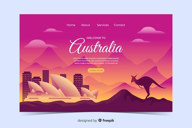 Bienvenue Sur Le Modèle De Page De Destination Australie Avec Paysage