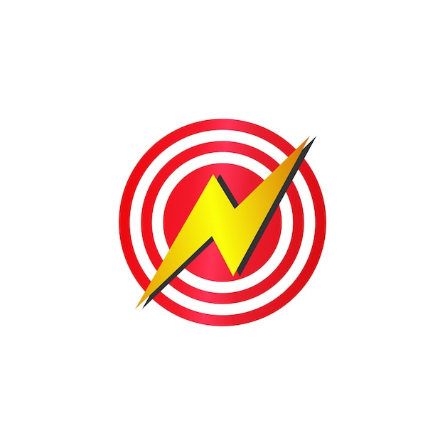 Big Watt High Voltage Lightning Bolt Icon Cercle énergie et électricité Logo Concept Modèle de conception de logo d'alimentation électrique