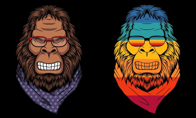 Bigfoot En Colère Portant Une Illustration Vectorielle Bandana